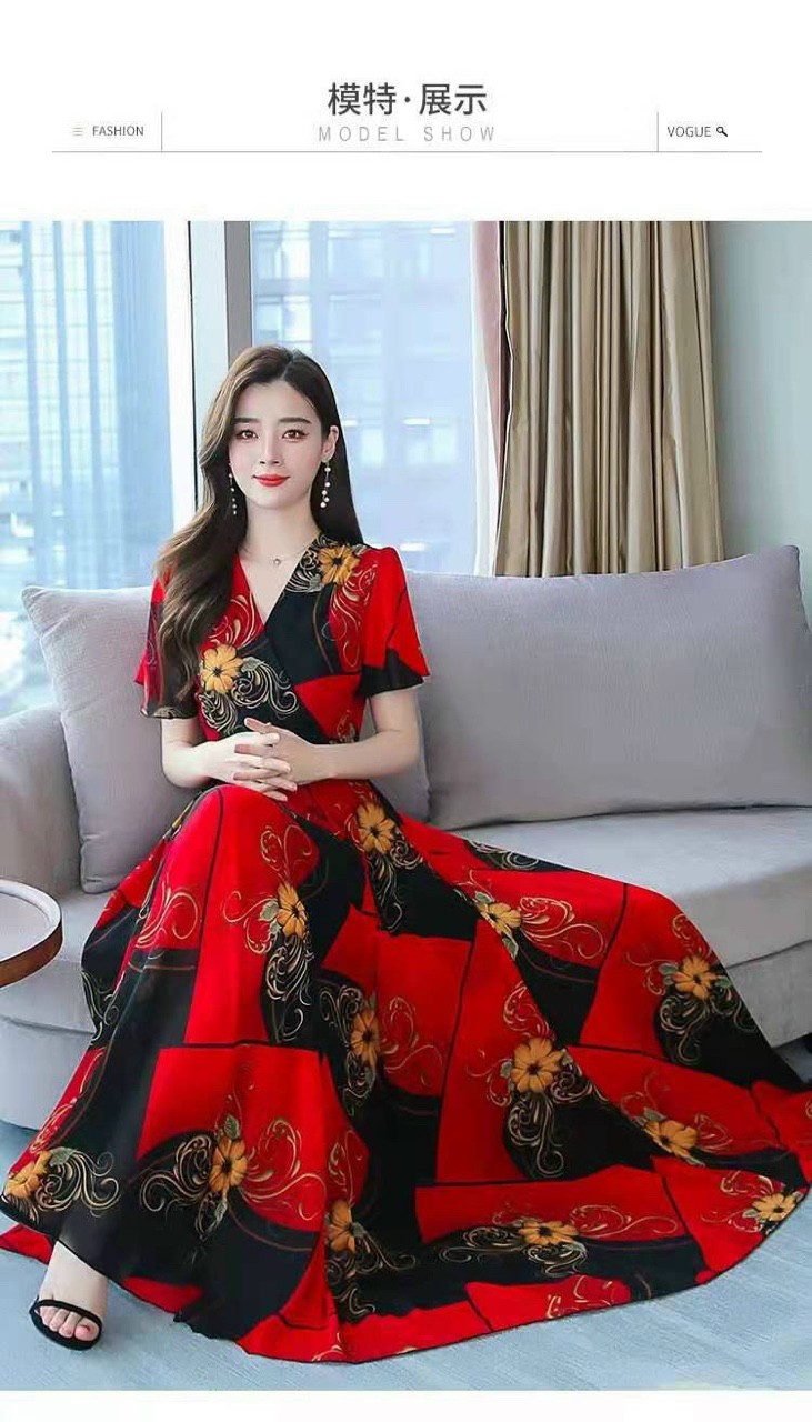 ĐẦM MAXI HỌA TIẾT DÁNG DÀI CAO CẤP -HN1133